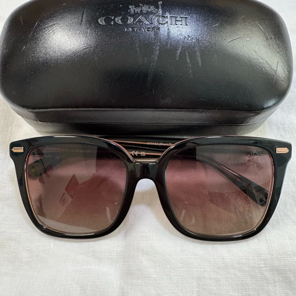 Coach Black Frame Sunglasses with Gradient Brown Lenses